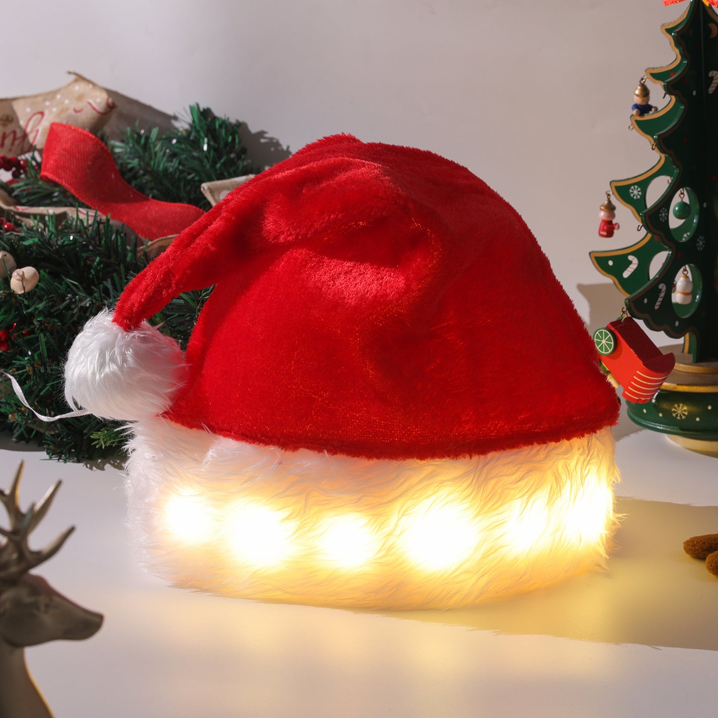 Christmas Plush Hat LED Light